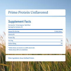 Detalle de la etiqueta Equip Prime con información de ingredientes y sin alérgenos visibles