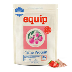 Equip frasco frente del empaque mostrando sabor fresa y pureza