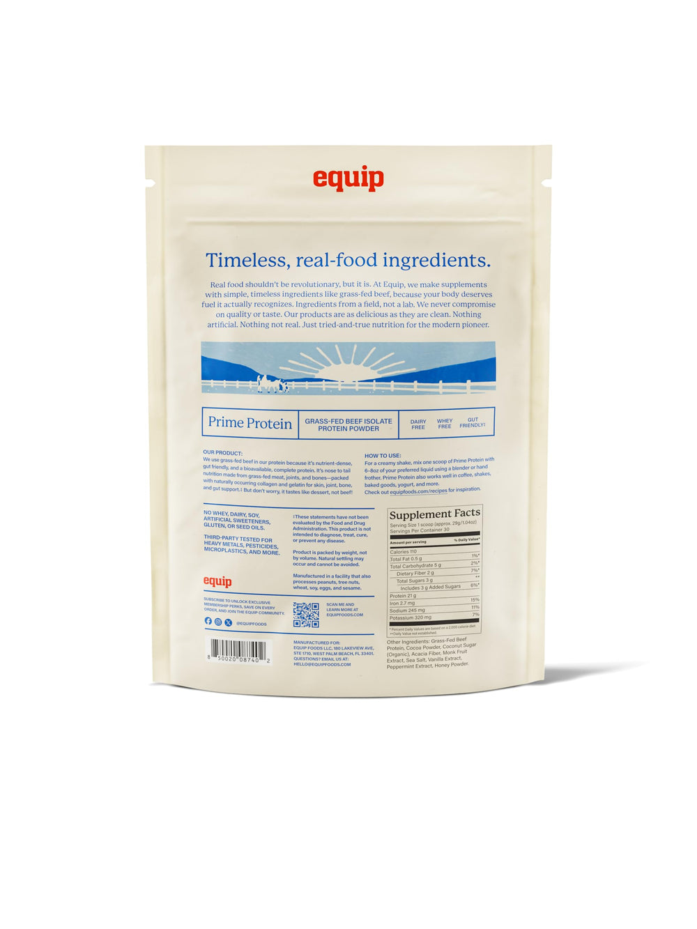 Equip ganado en pastura ilustrando origen grass-fed y producción responsable