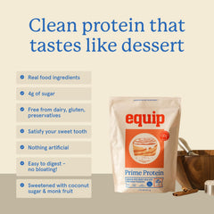 Batido preparado con Equip Prime Protein Cinnamon Roll listo para consumo post-entrenamiento