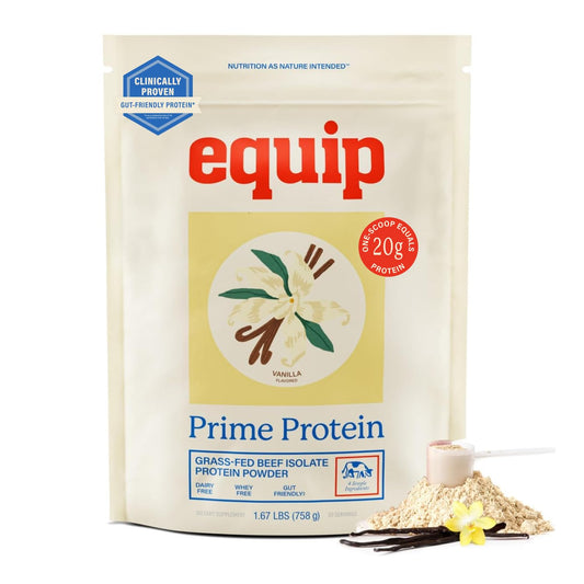 Equip Prime proteína vainilla — envase frontal con ventaja limpia
