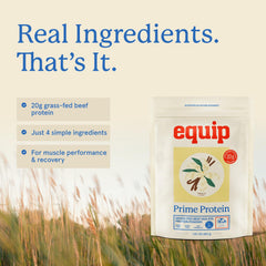 Etiqueta nutricional de Equip Prime Vanilla visible para revisar contenido y aditivos mínimos