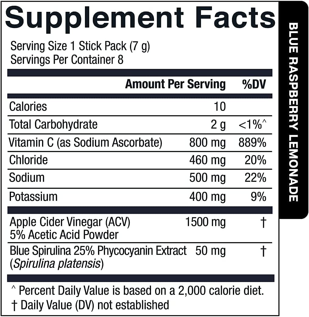 Essential Elements etiqueta con vinagre de manzana y vitamina C como beneficios