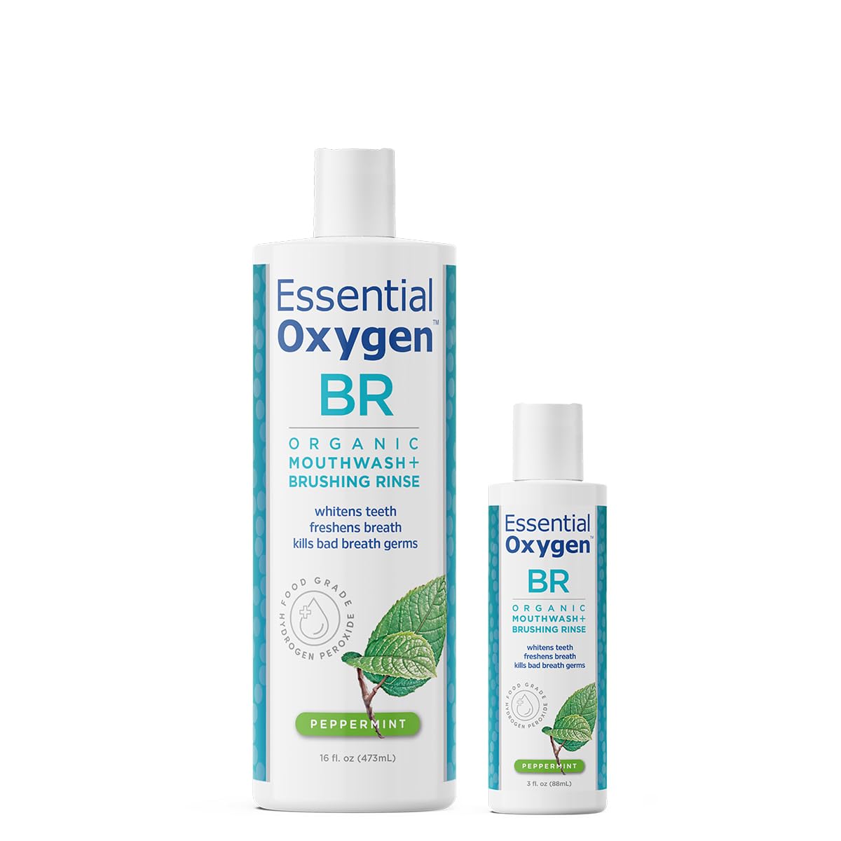 Essential Oxygen frascos combo al frente mostrando envases y beneficios de limpieza