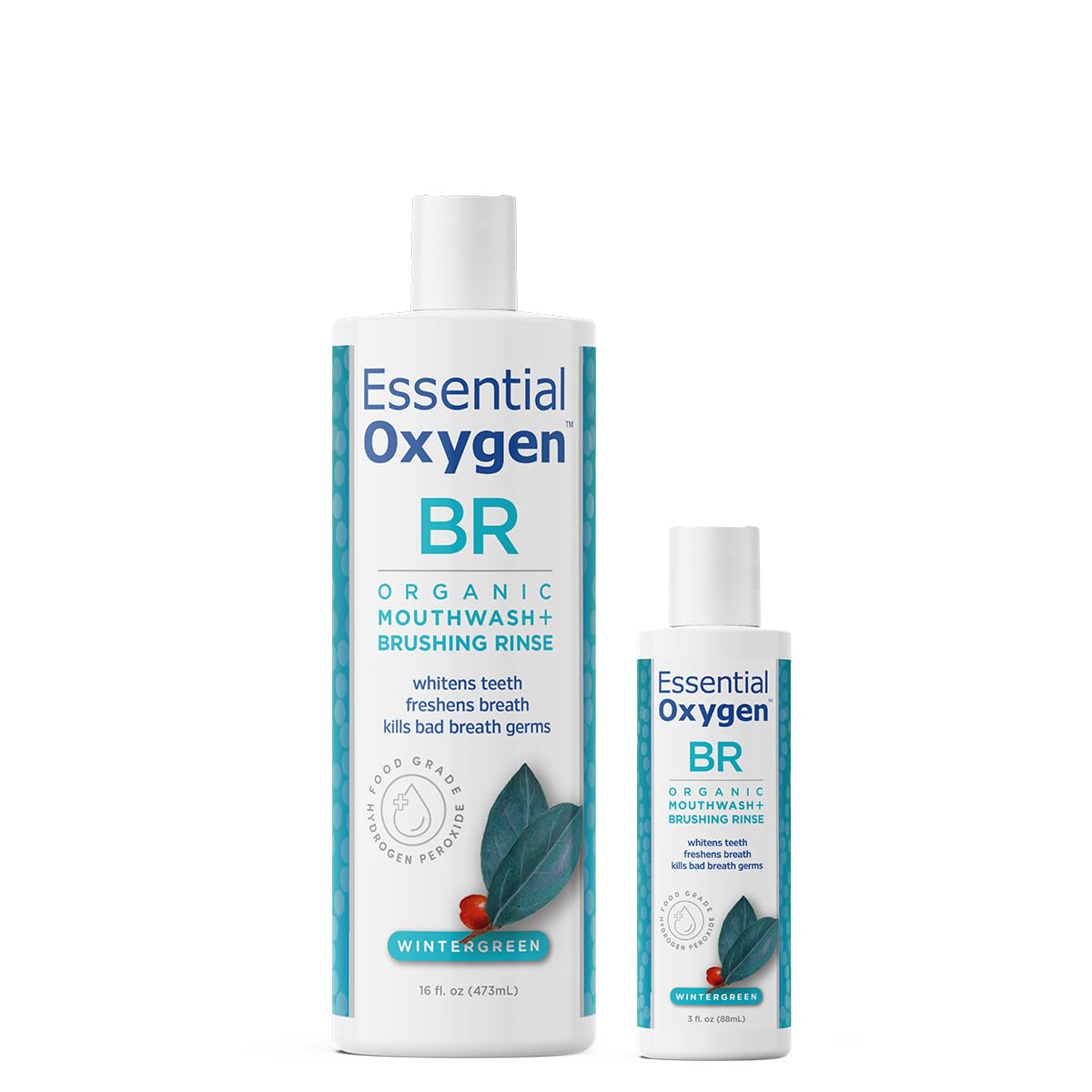 Essential Oxygen frente del envase mostrando etiqueta y beneficios naturales