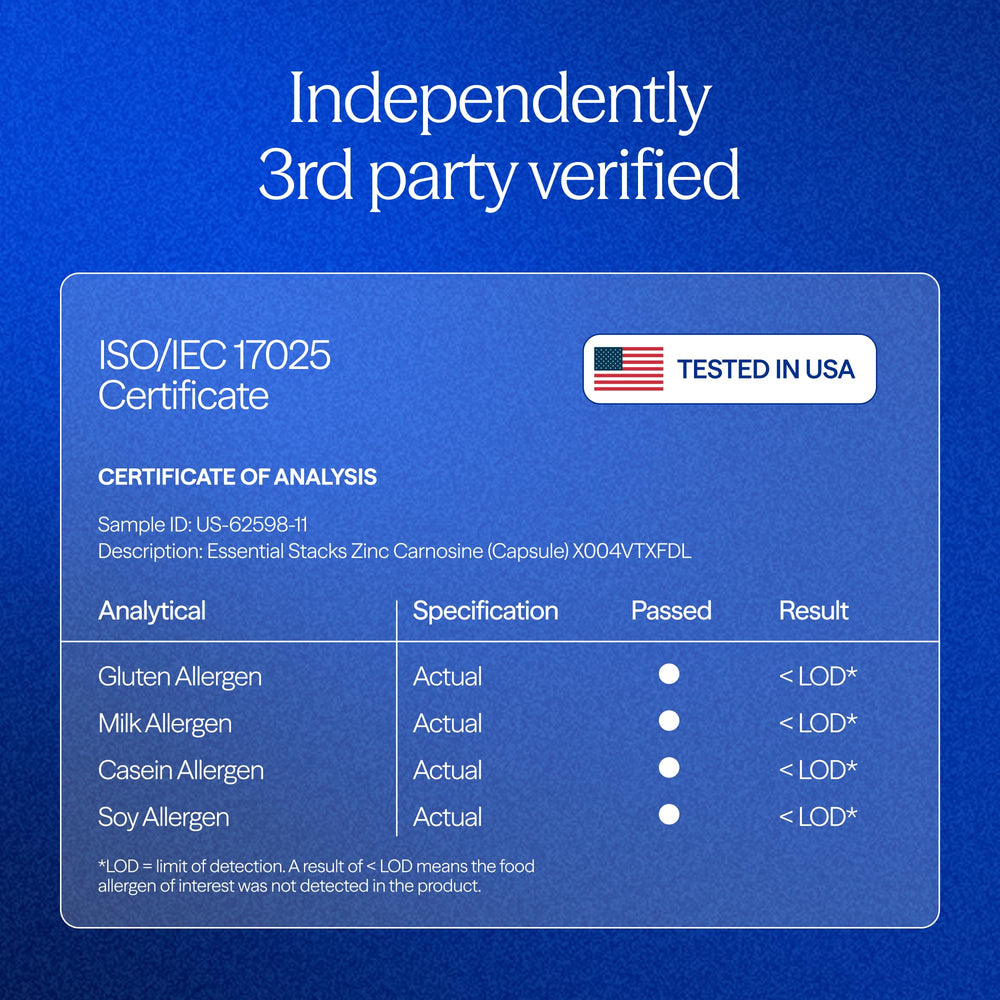 Essential Stacks certificado de laboratorio indicando tests ISO/IEC 17025 y seguridad