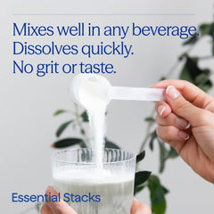 Essential Stacks envase lateral con sello made in USA garantizando origen