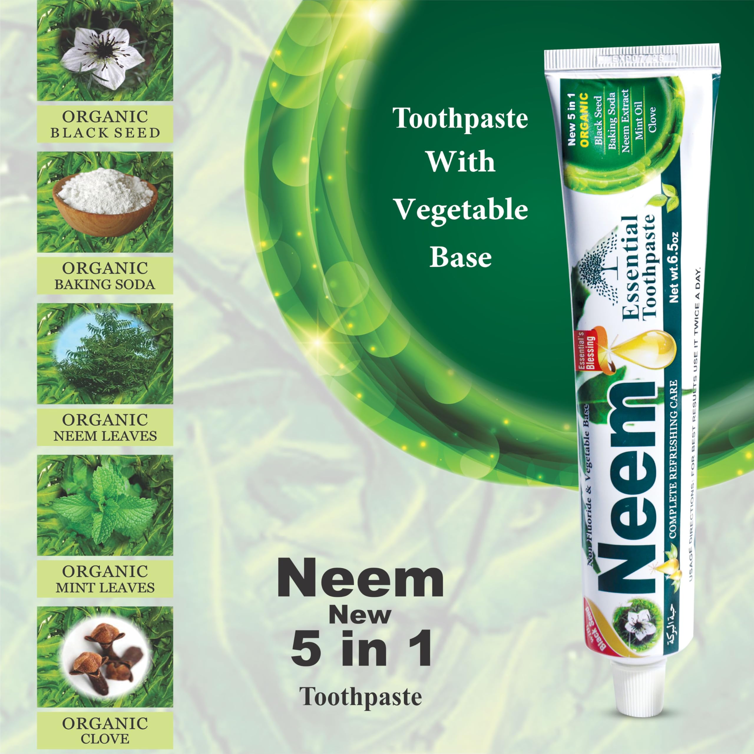 ESSENTIAL TOOTHPASTE NEEM persona cepillándose muestra frescura y sensación limpiadora