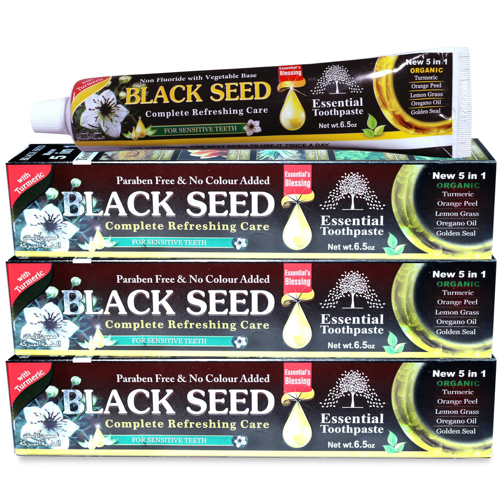 ESSENTIAL TOOTHPASTE pack frontal mostrando las tres unidades y beneficio de ahorro