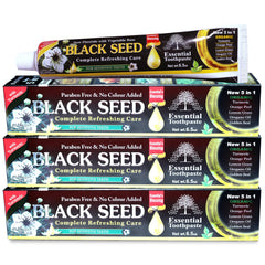 ESSENTIAL TOOTHPASTE pack frontal mostrando las tres unidades y beneficio de ahorro