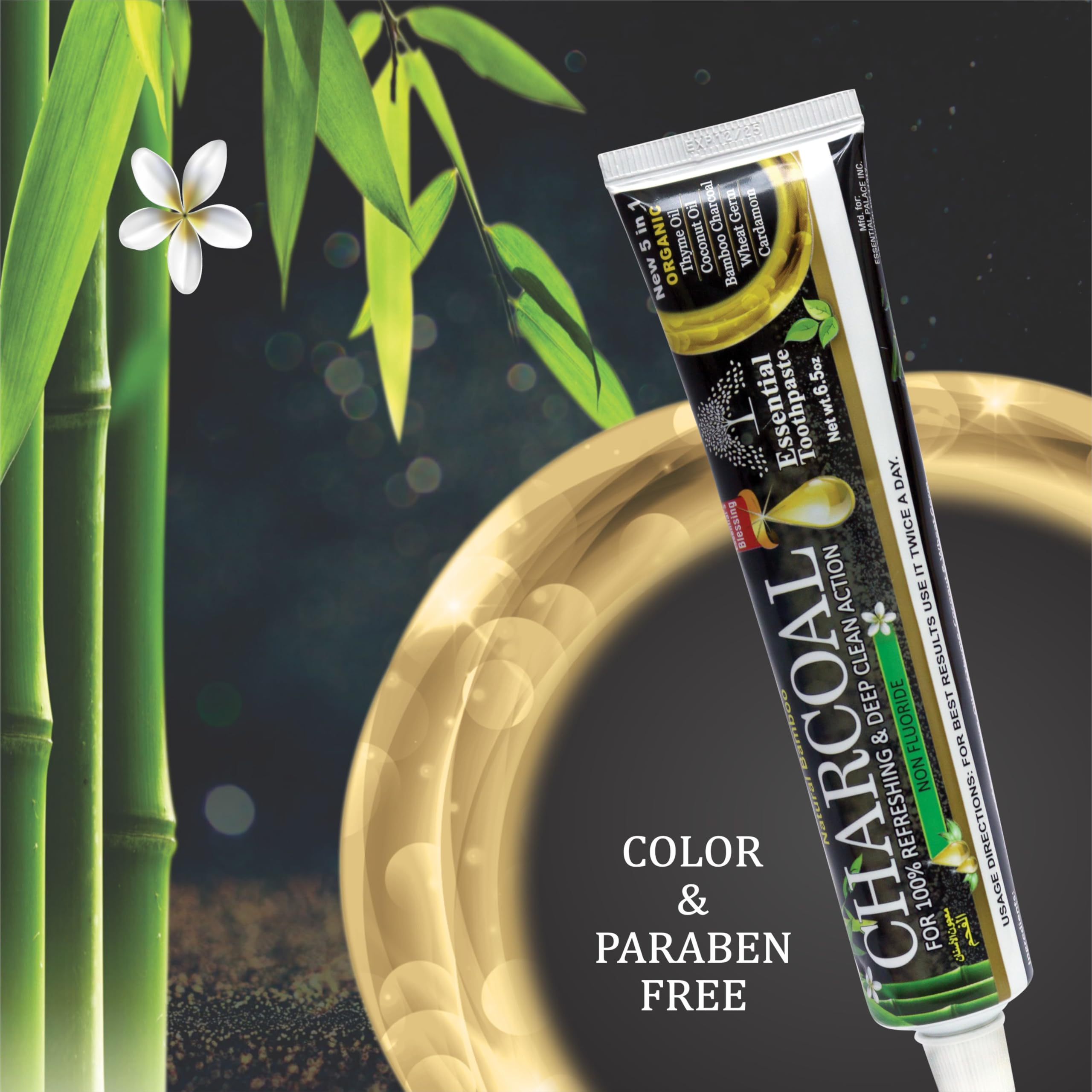 ESSENTIAL TOOTHPASTE textura en pasta con carbón de bambú que facilita limpieza