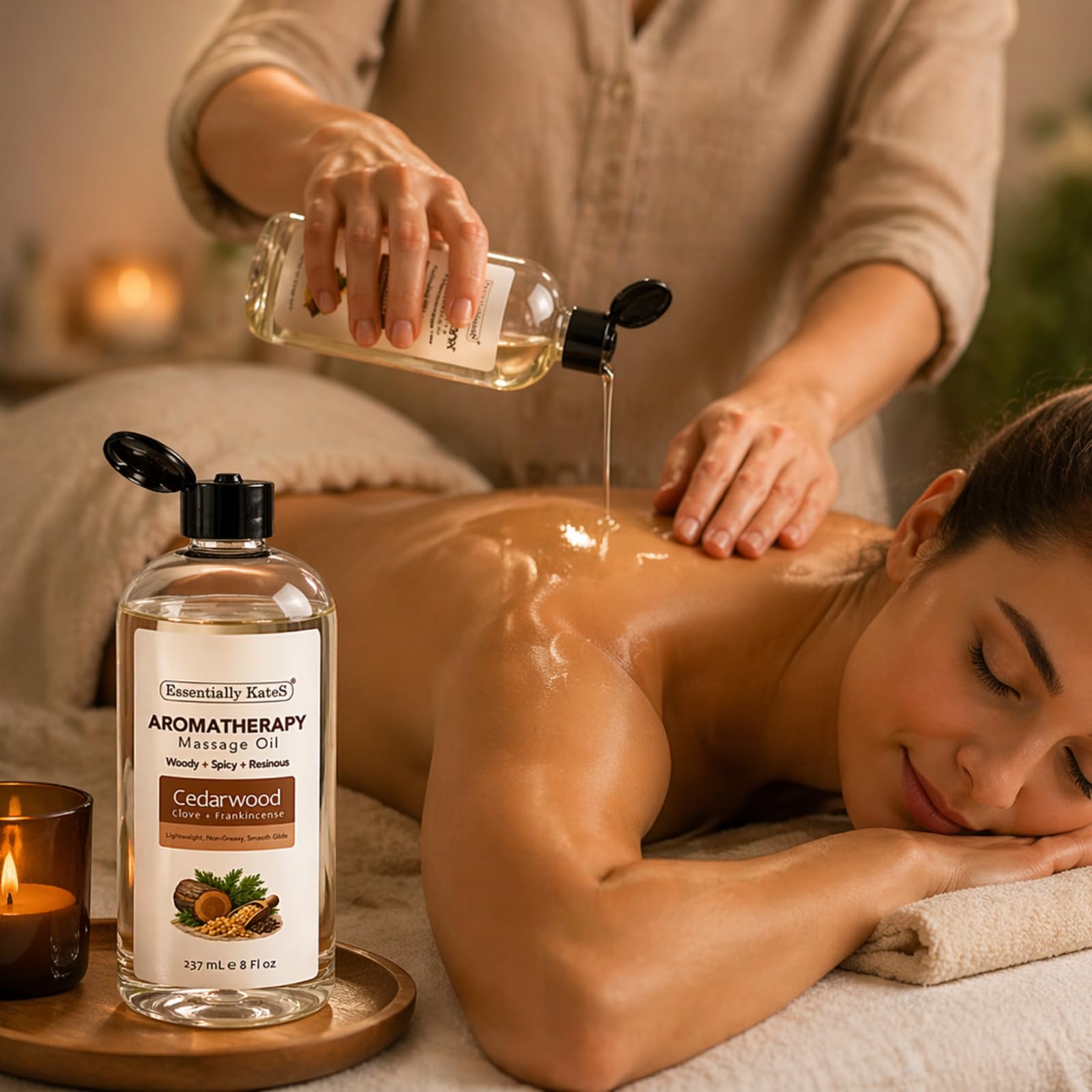 Essentially KateS detalle de etiqueta legible con ingredientes naturales y beneficios