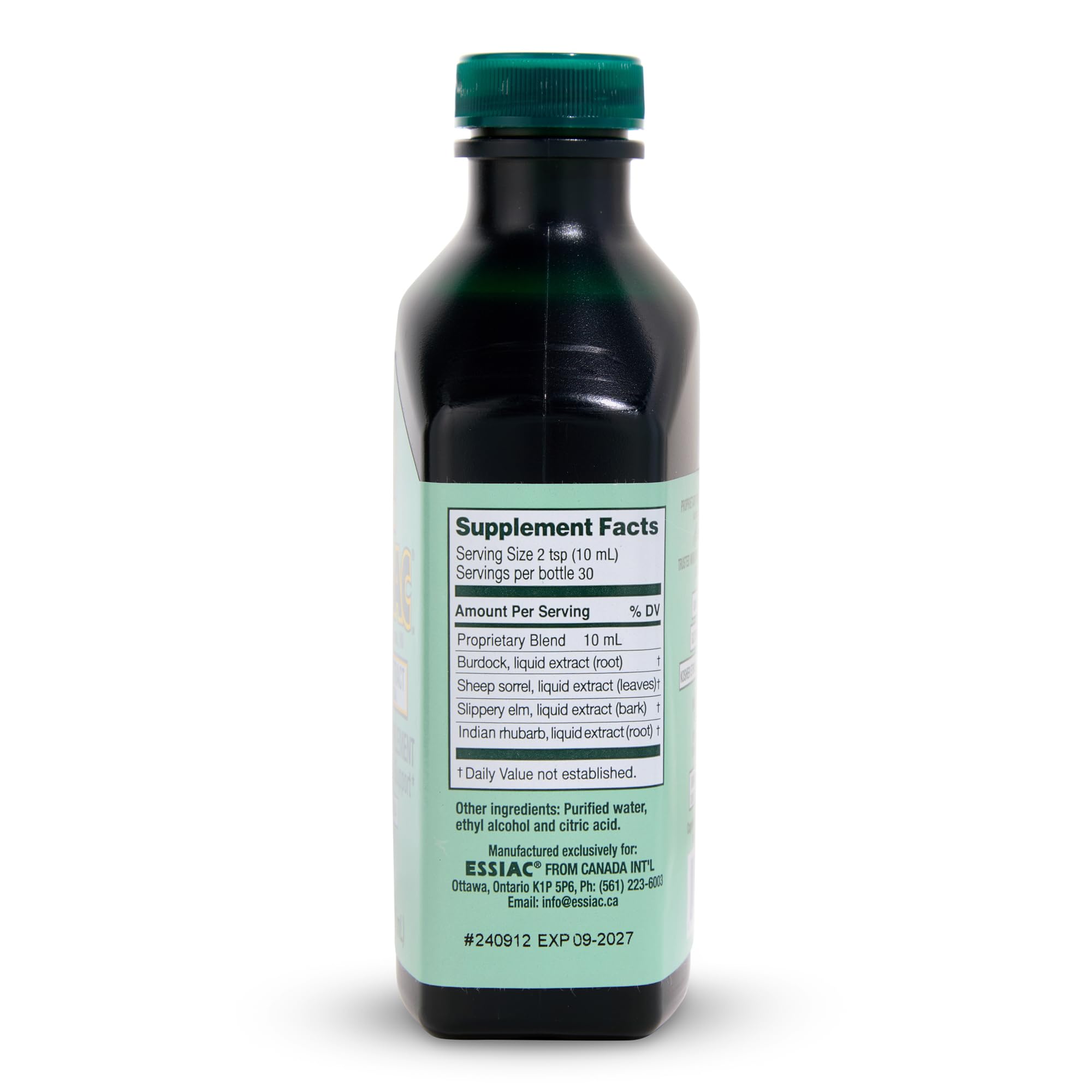 Frasco oscuro Essiac preserva ingredientes y mantiene potencia