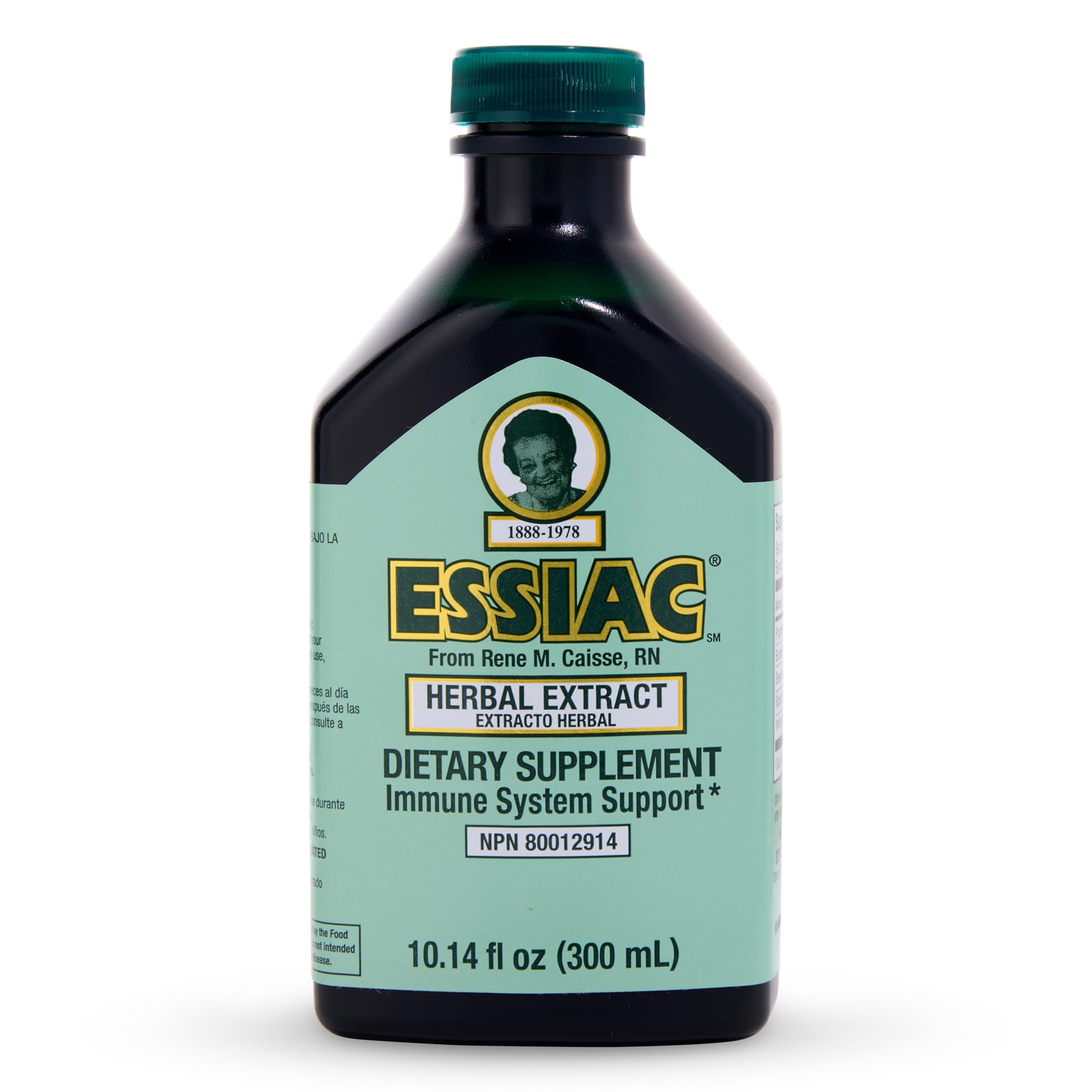 Essiac frasco frontal con etiqueta visible y aporte antioxidante