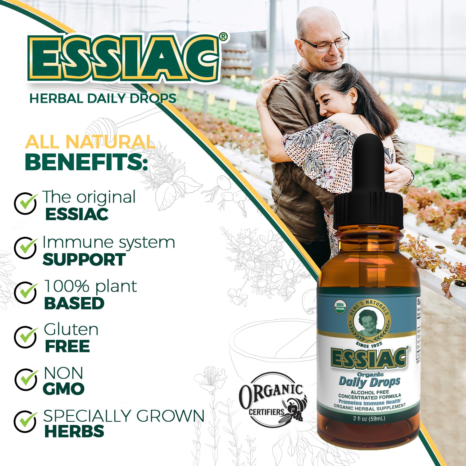 Essiac ingredientes secos: bardana, sheep sorrel y ruibarbo