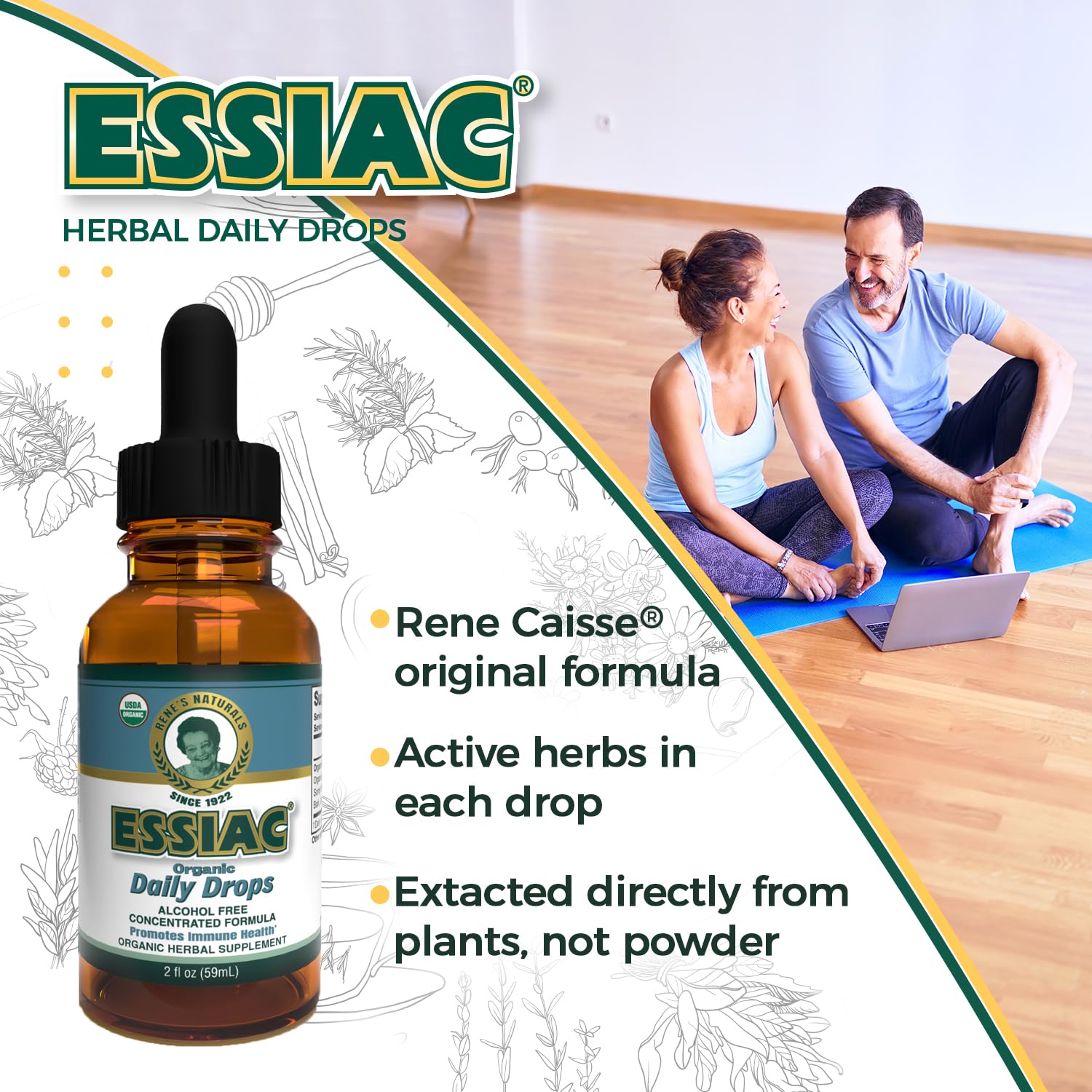 Essiac gota diluyéndose en agua con aspecto transparente