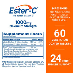 Ester-C tableta recubierta en primer plano, muestra acabado suave y fácil de tragar