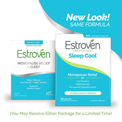 Estroven etiqueta lateral con información y seguridad del producto
