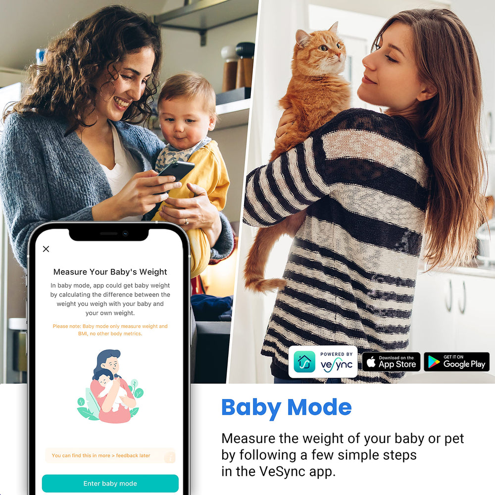 Etekcity app VeSync mostrando gráficos, seguimiento conveniente de progreso