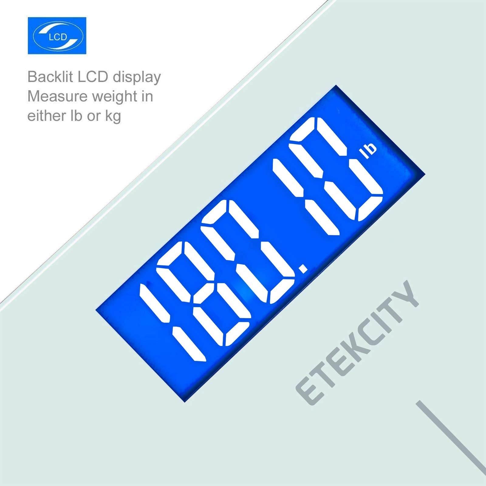 Etekcity detalle del vidrio templado de 6 mm mostrando durabilidad y acabado liso