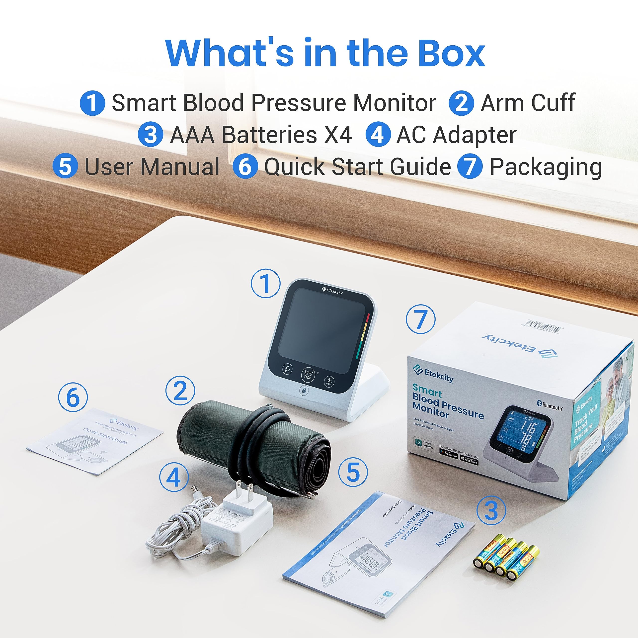 Etekcity empaque con accesorios listos para su uso y almacenamiento