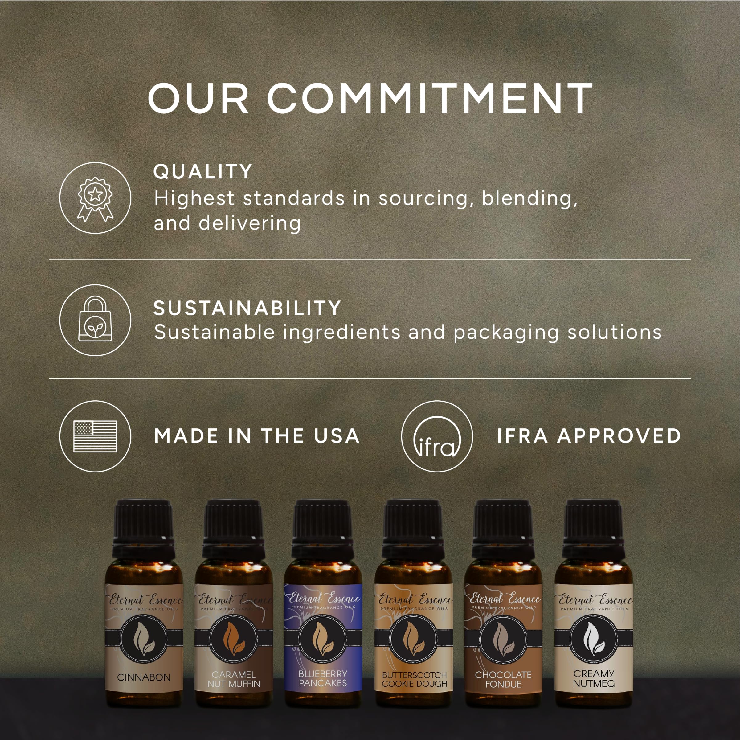 Eternal Essence Oils frascos junto a una regla para comparar tamaño y capacidad