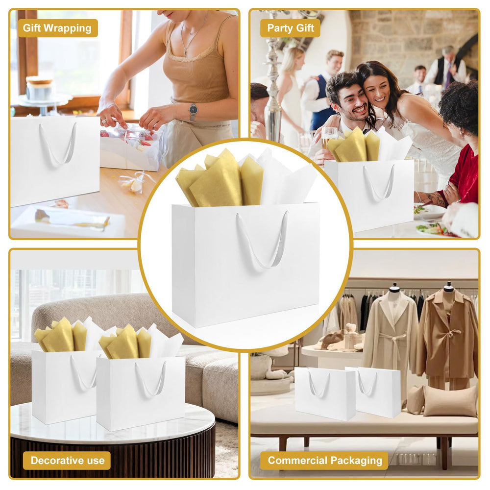 Ethhqu bolsa blanca con papel tisú incluido, relleno y presentación elegante