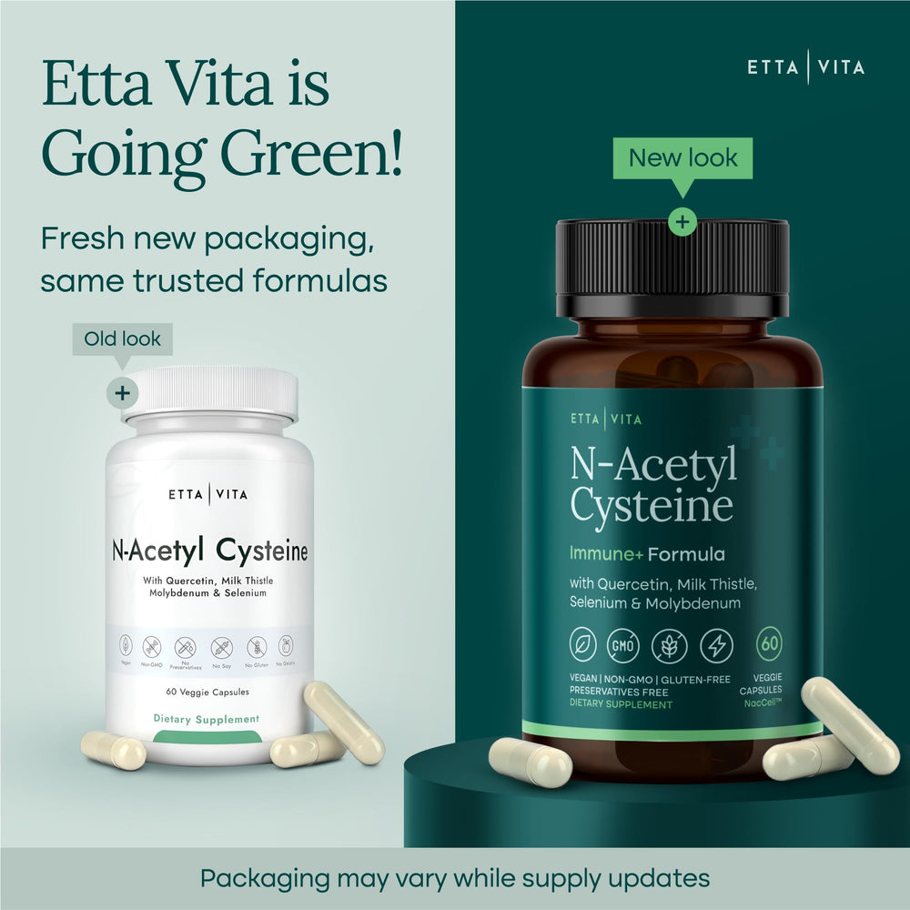 Etta Vita etiqueta con lista de ingredientes y cofactores clave