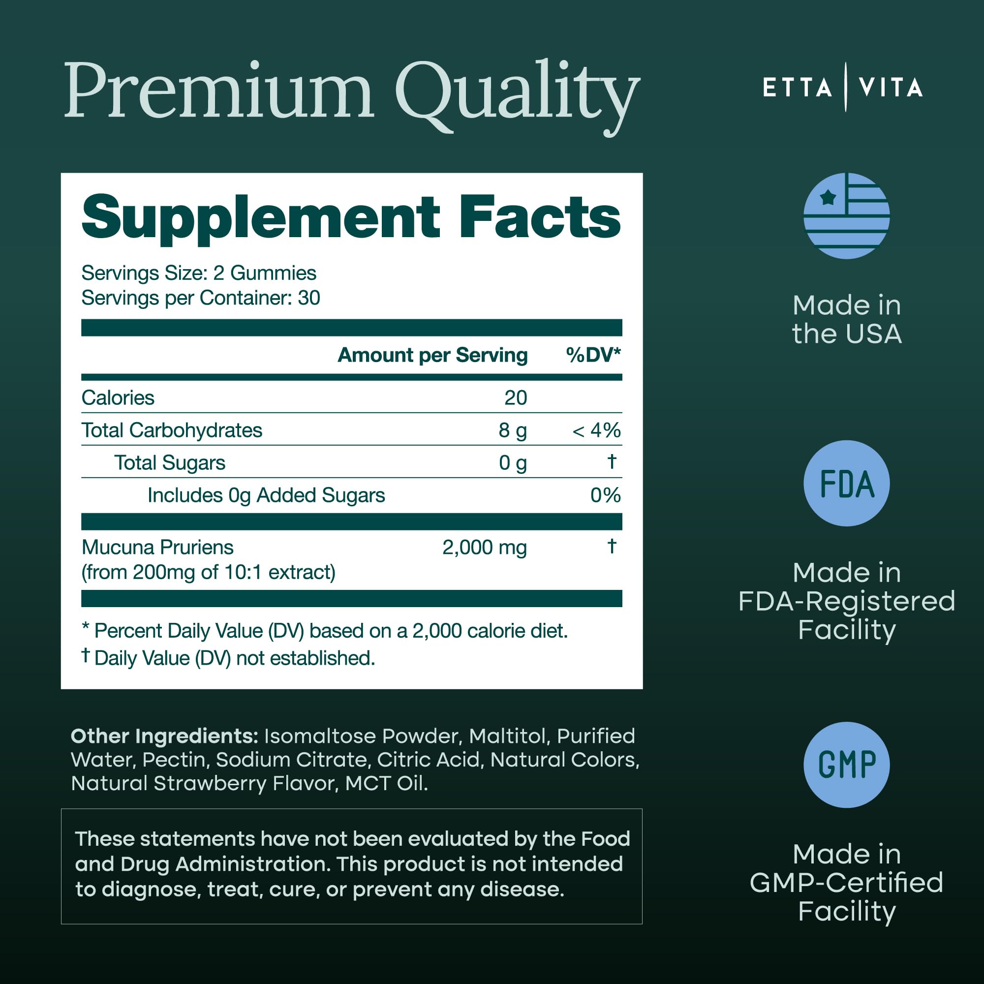Etta Vita etiqueta nutricional legible para verificar ingredientes