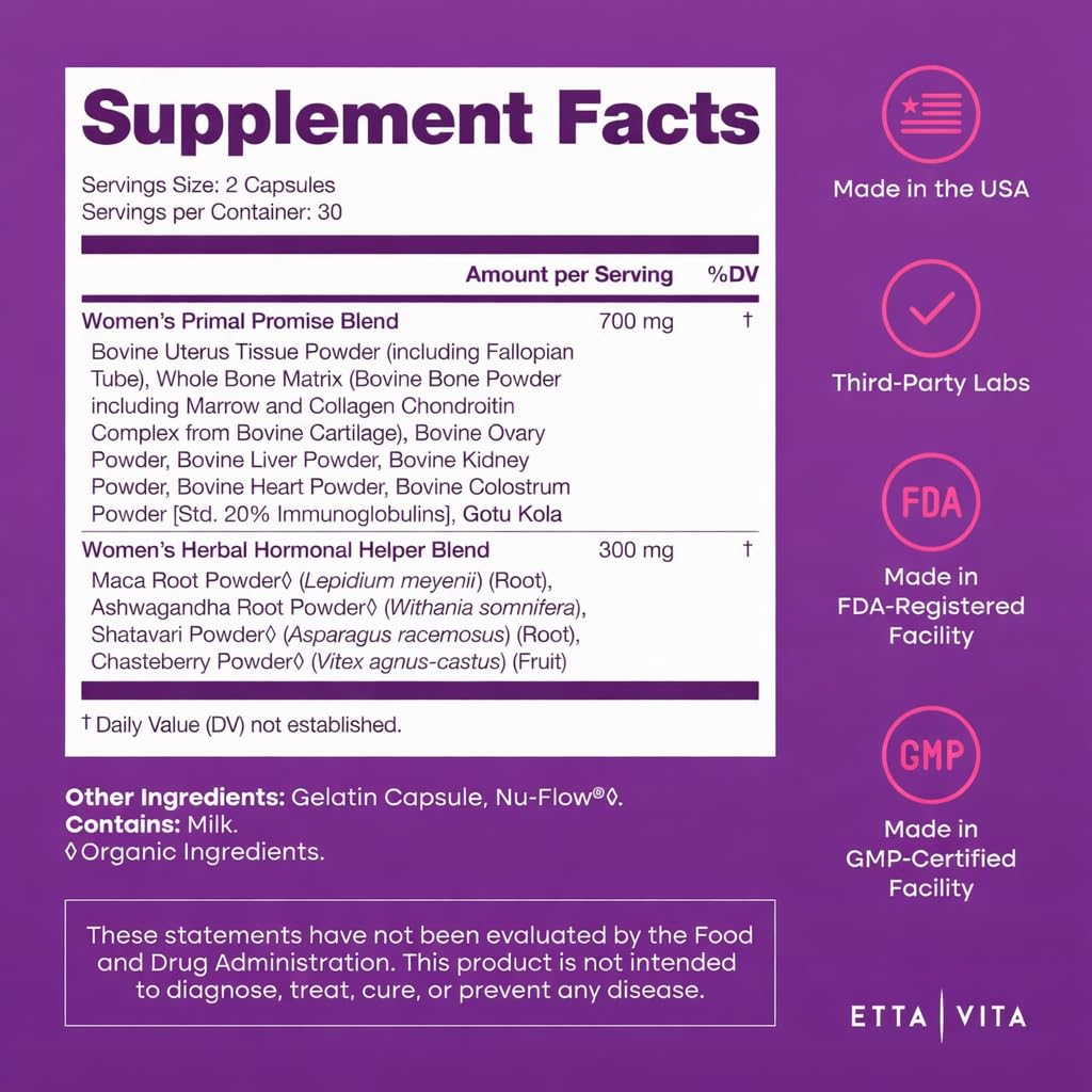 Etta Vita ingredientes orgánicos dispuestos, demostrando origen natural