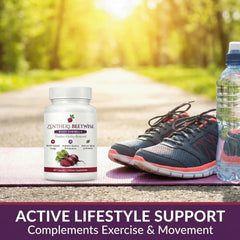 ETUIH Zenthers Beetwise frasco junto a botella de agua y zapatillas deportivas