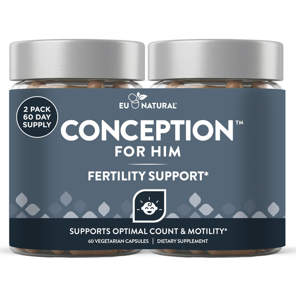 Eu Natural frontal del envase mostrando la marca y beneficio para la fertilidad