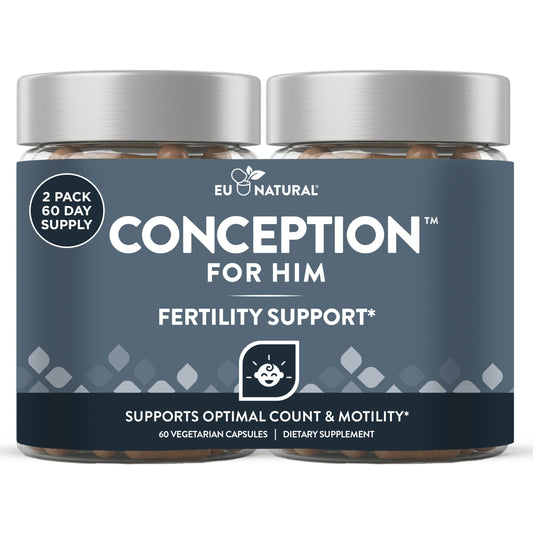 Eu Natural frontal del envase mostrando la marca y beneficio para la fertilidad