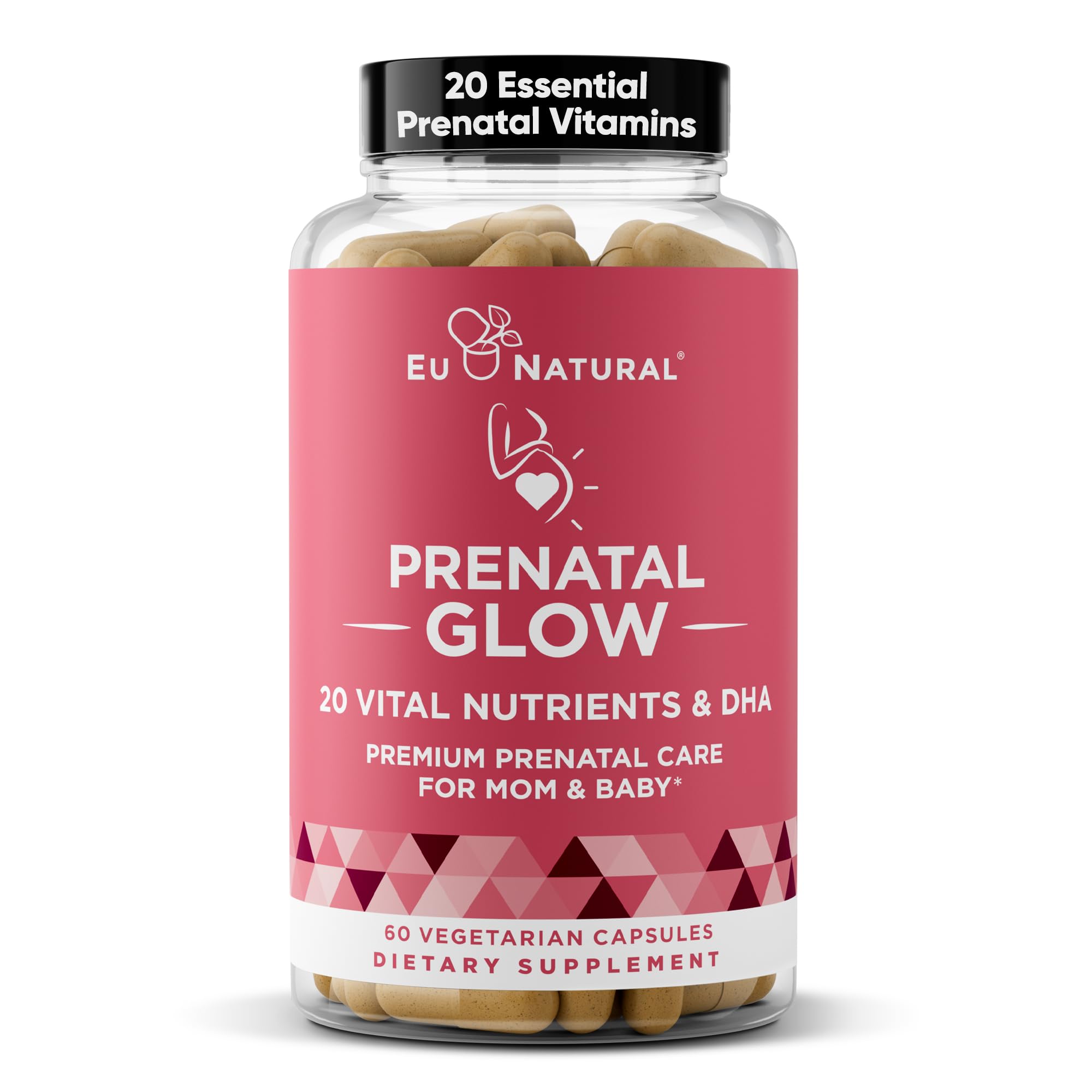 Eu Natural envase frontal mostrando la fórmula prenatal y ventajas claras