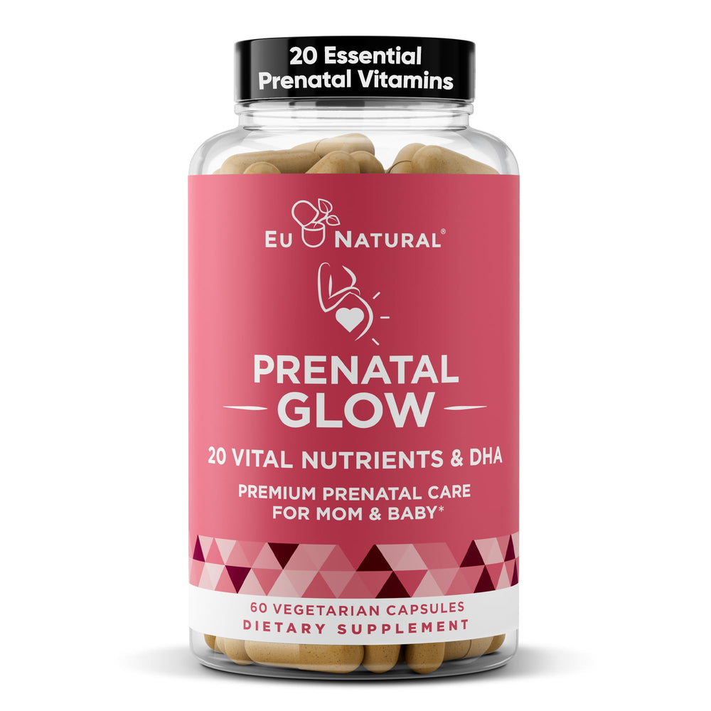 Eu Natural envase frontal mostrando la fórmula prenatal y ventajas claras