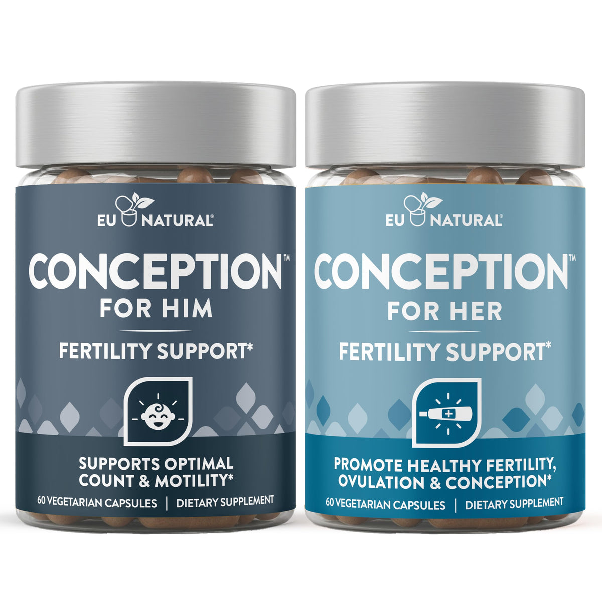 Eu Natural frontal del pack Conception for Her & Him con enfoque en conveniencia