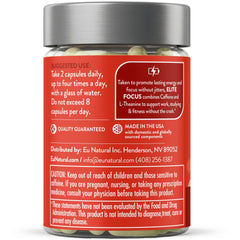 Eu Natural frasco con ingredientes que resalta proporción cafeína LTheanine