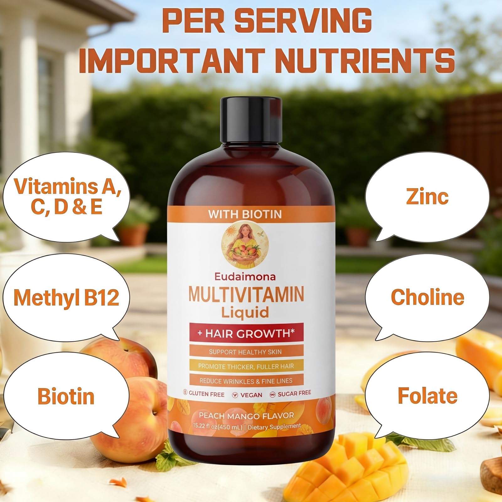 Eudaimona etiqueta con lista de ingredientes y beneficios visibles