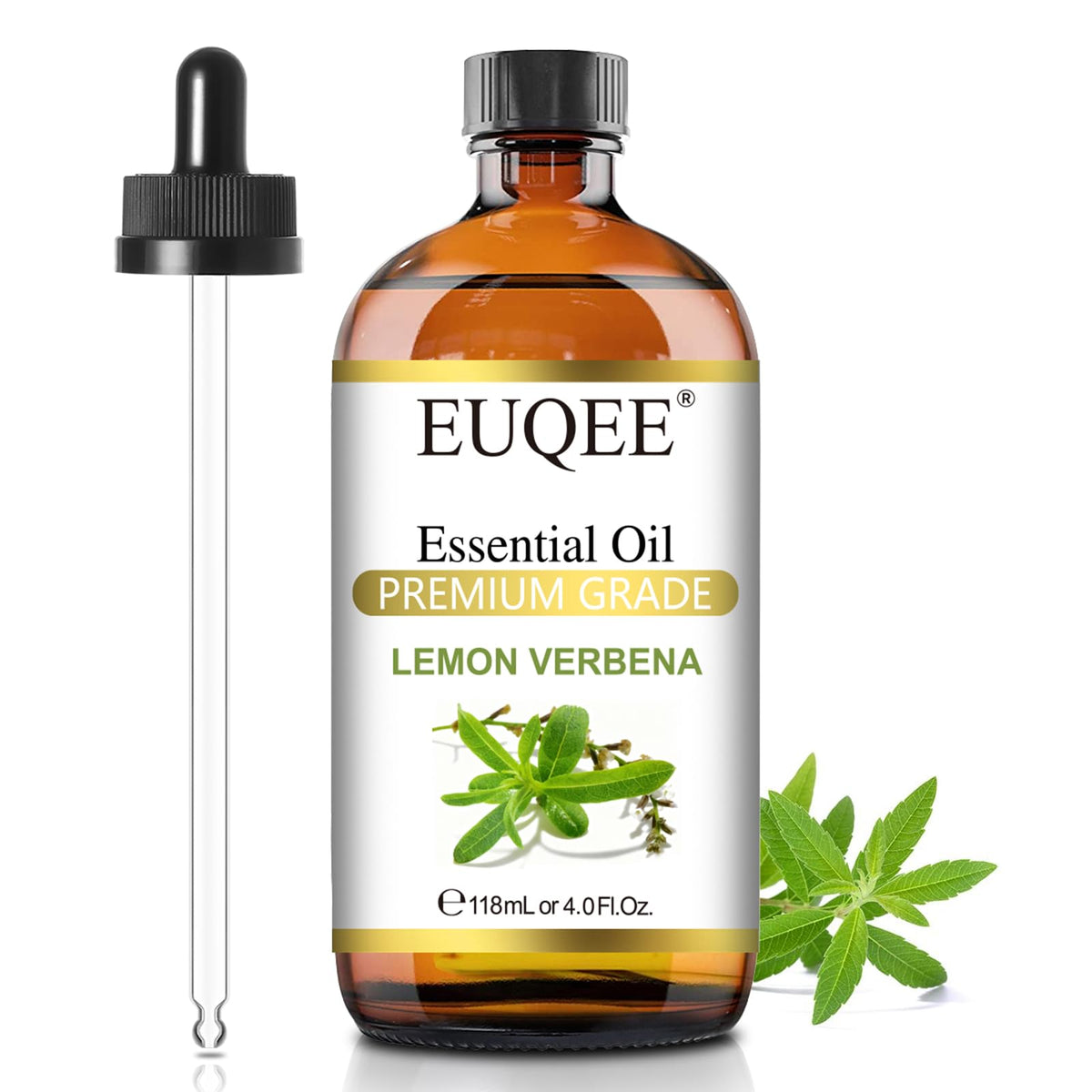 EUQEE frasco ámbar frontal mostrando etiqueta y protección contra luz