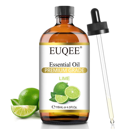 EUQEE frasco frontal de aceite de lima mostrando etiqueta y volumen, aroma fresco