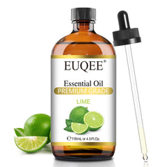EUQEE frasco frontal de aceite de lima mostrando etiqueta y volumen, aroma fresco