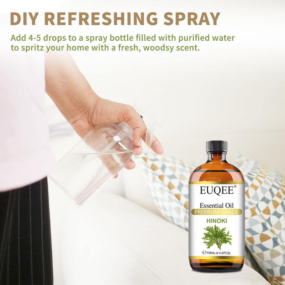 EUQEE aceite Hinoki en difusor creando ambiente relajante