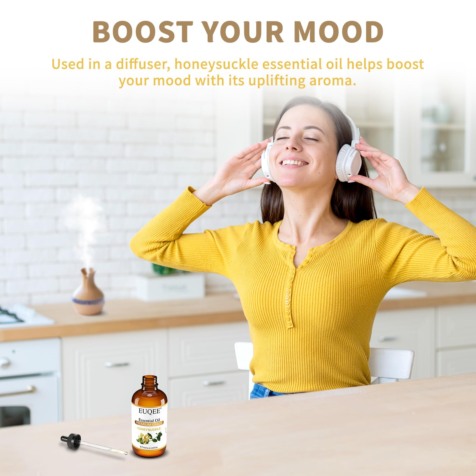 EUQEE aceite en difusor creando ambiente aromático acogedor