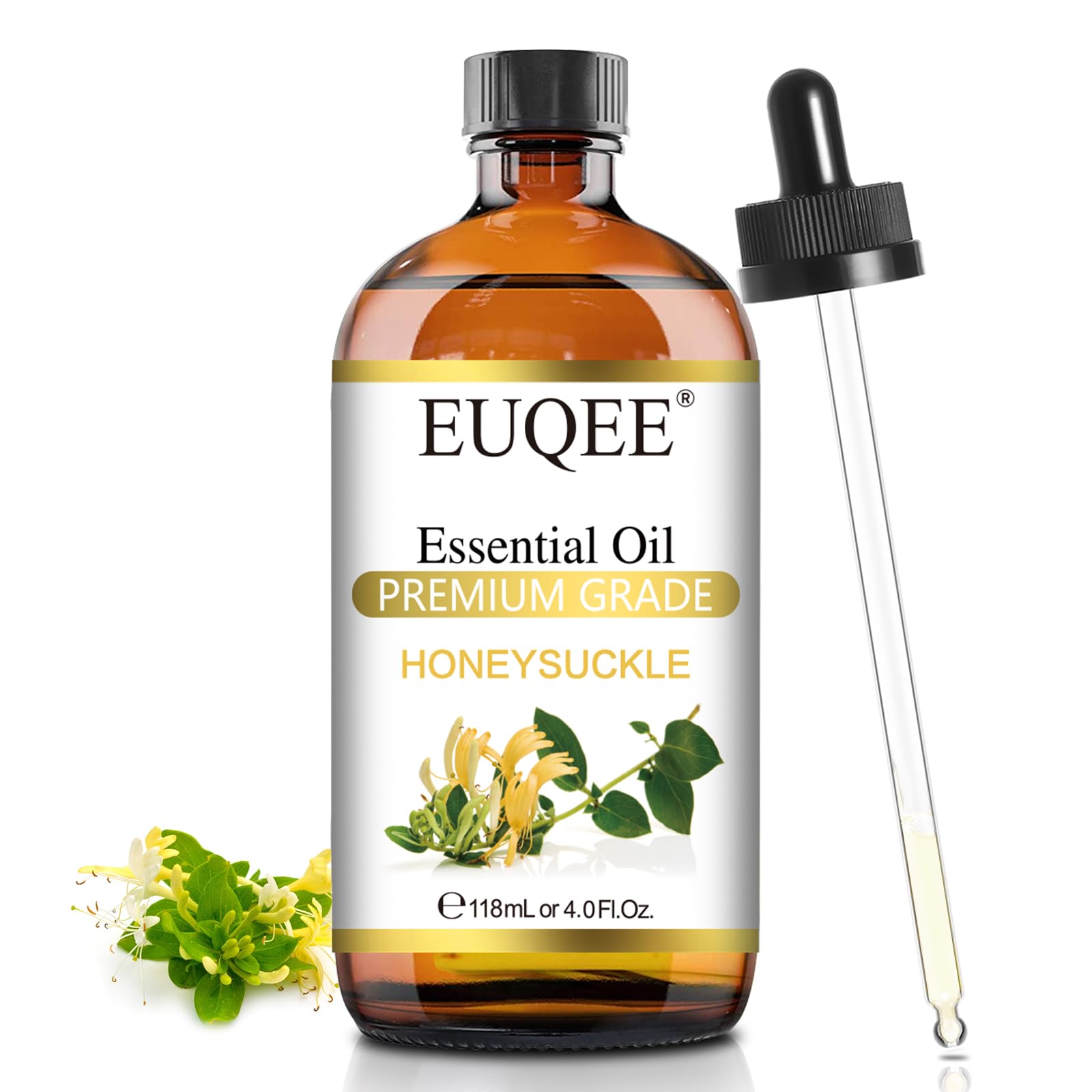 EUQEE frasco frontal de aceite madreselva, presentación elegante y protectora