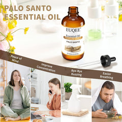 EUQEE bruma de Palo Santo saliendo del spray beneficiando el ambiente de calma