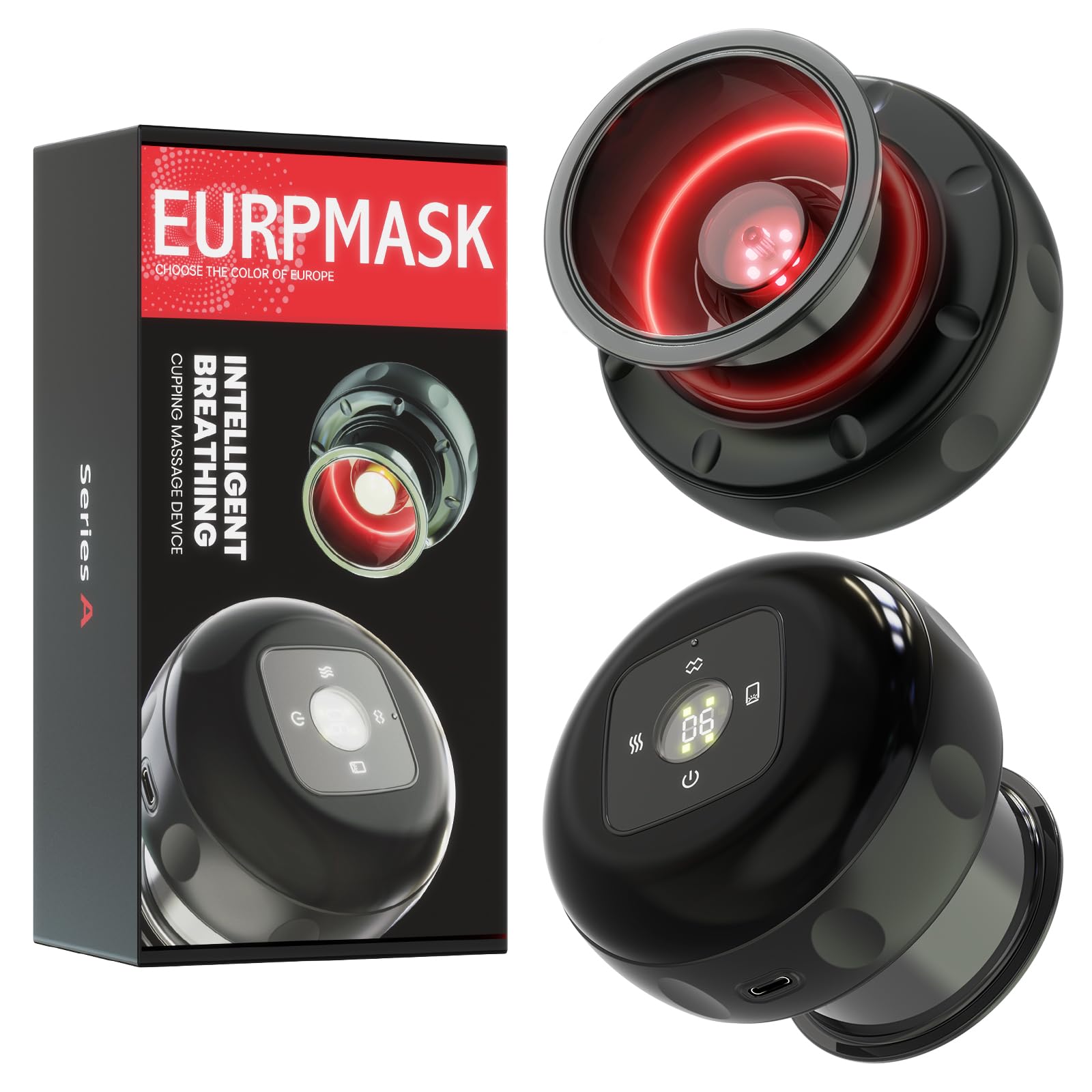 EURPMASK vista frontal del set mostrando su diseño portátil y facilidad de uso