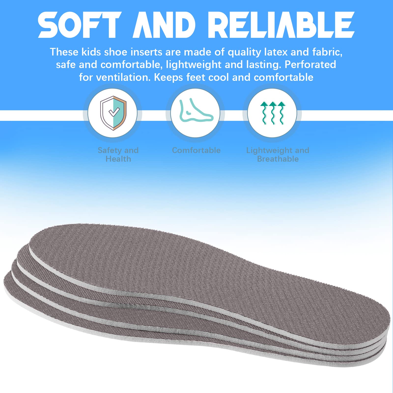 Eurzom plantillas infantiles con corte fácil para ajuste