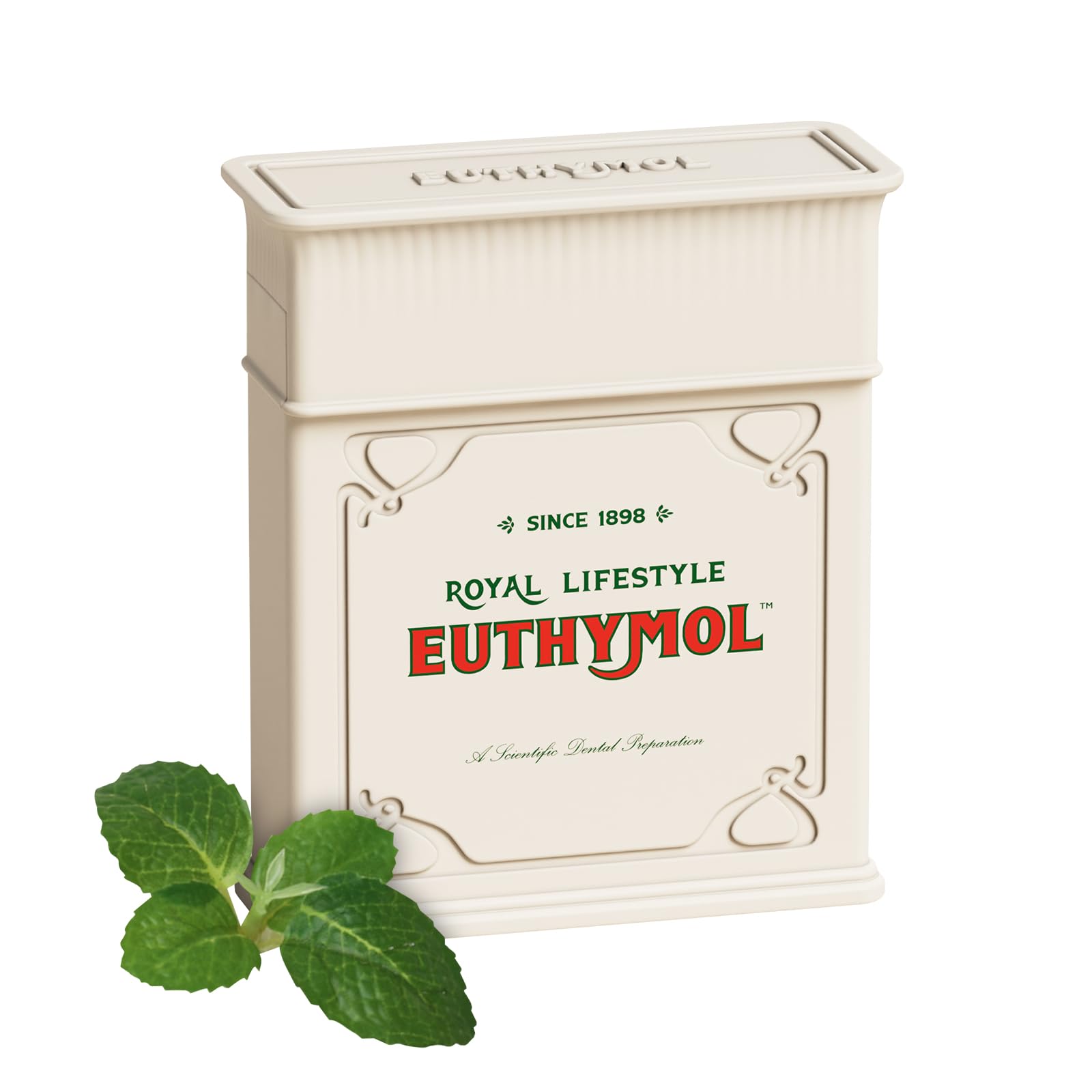 EUTHYMOL envase frontal mostrando hilo rosa y beneficio frescor