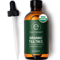 Eve Hansen botella frontal 4 oz mostrando etiqueta y vidrio ámbar para conservación