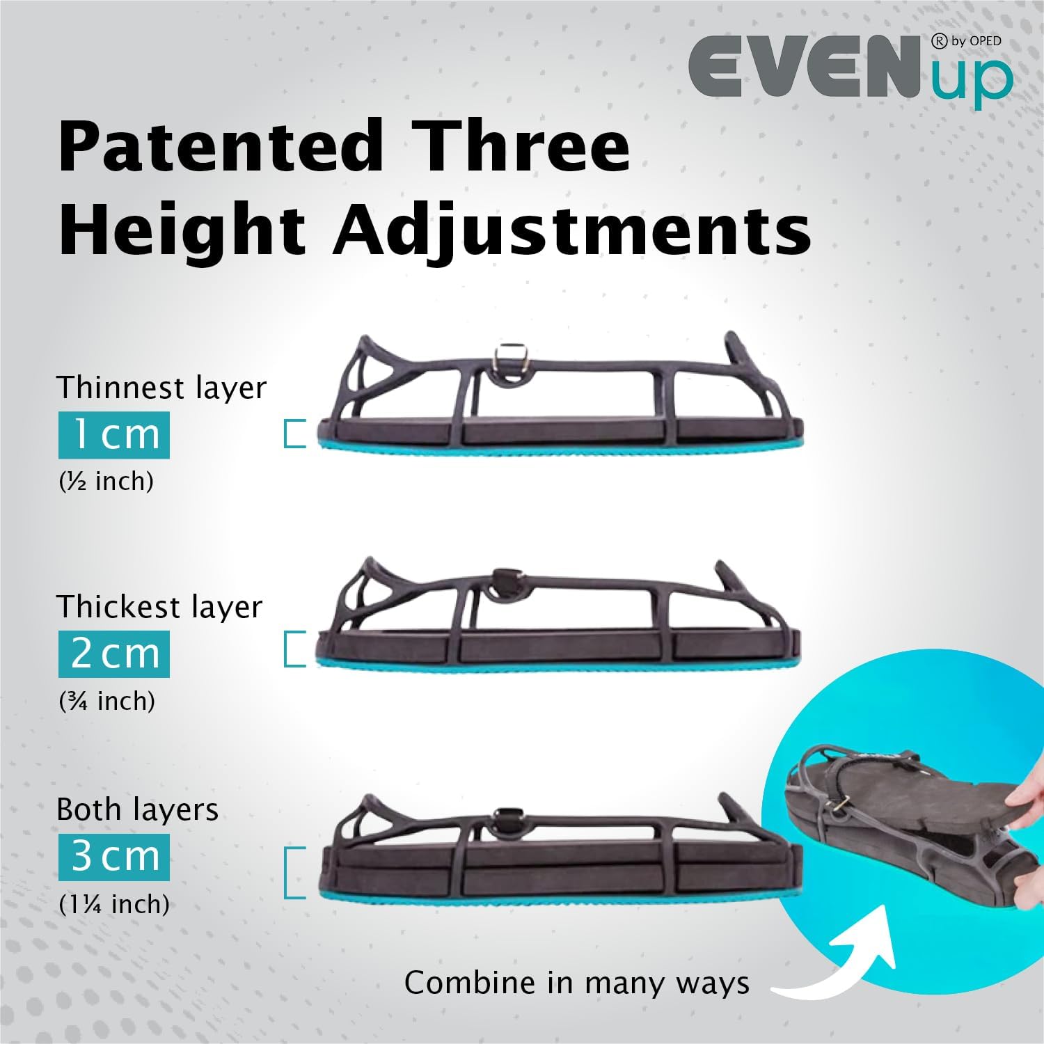 EVENup junto a una zapatilla para comparar tamaño y elegir talla correcta